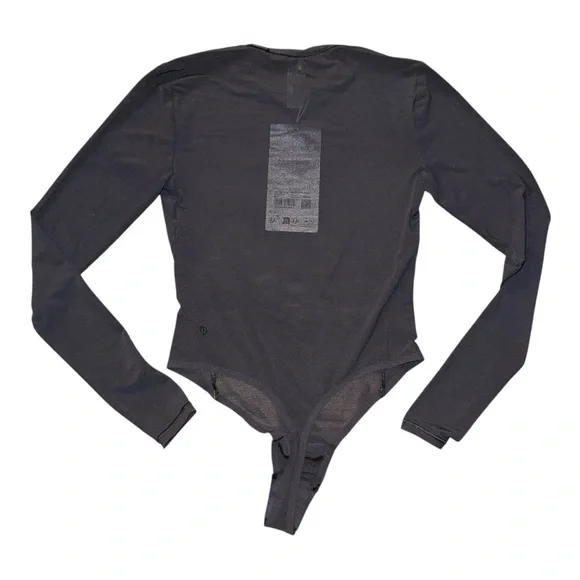 Lululemon Wundermost Nulu Mesh Long-Sleeve Crew Bodysuit Black XS (4) NWT - Picture 4 of 5